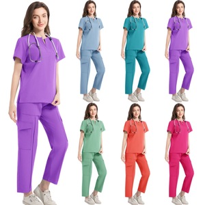 Unisex Scrub Set Short Sleeve Split Uniform Moisture Wicking For Medical Dental Veterinary Hospital Use - Product Image 1