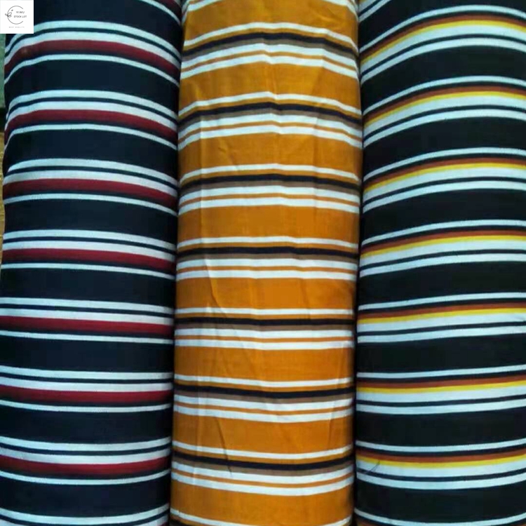 Лидер продаж, дешевая ткань из вискозы с принтом, полосатая ткань, 100% полиэфирная ткань от shaoxing