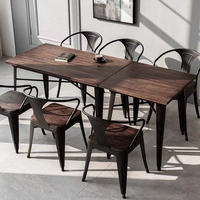 Industrielle Retro Metall Holz Eisen Esstische Kaffee Restaurant Stühle Rückenlehne Design Restaurant Sets
