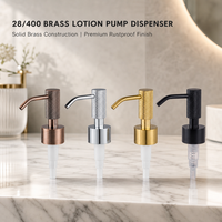 Distributeur de savon en verre ambré avec pompe à lotion en cuivre doré chromé pour savon pour les mains, savon pour la vaisselle et pompe à lotion