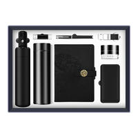 Ensemble de cadeaux d'affaires de luxe pour clients, comprenant un carnet promotionnel avec logo personnalisé, une clé USB, un parapluie, une batterie externe et une bouteille