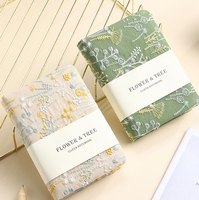 Bloc-notes A5 à spirale - Couverture en tissu avec finition brodée - Design avec petite poche - Édition cadeau