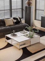 Table basse moderne en acier inoxydable et verre, modulaire, double couche, pour petit appartement, salon