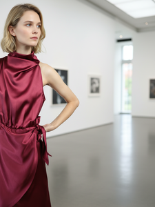 ホルターネック サテン ラップスカート ドレス - Product Image 4