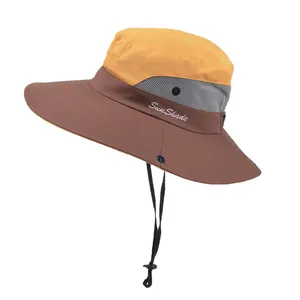 Topi Bucket Boonie Tepi Lebar Pria Topi Pelindung Matahari Tahan Air Cepat Kering Bersirkulasi Udara Topi Memancing