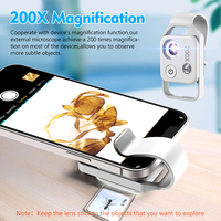 Lensa Kamera Ponsel Apexel Terlaris 200x Zoom, Lensa Mikroskop Ponsel, Lensa Kamera Makro Isi Ulang dengan Lampu Pengisi