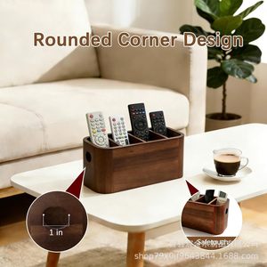 Wooden Storage Tray Rectangle 3 Compartments For Remote <b>Control</b> Cosmetic Kitchen Tableware Organizing Household Use - Product Image 2