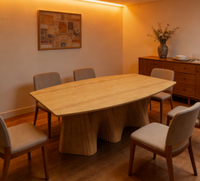 Table à manger en bois artistique et durable, forme ondulée sculpturale, meubles de salle à manger, maison, restaurant, hôtel