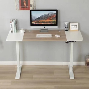 Soporte eléctrico para sentarse, escritorio para juegos, escritorio de pie, mesa de ordenador de oficina, escritorio ajustable, diseño colorblock blanco - Product Image 2
