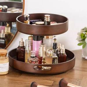 Black walnut snack table beverage storage box Rotating wooden storage rack Multi-functional living room storage rack