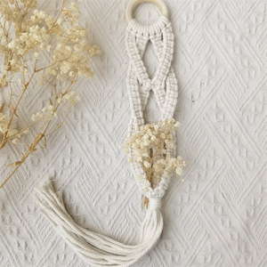 Support mural en macramé bohème pour vase, porte-plantes et fleurs en coton tissé à la main, décoration et cadeau bohème pour la maison - Product Image 5
