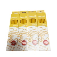 Crayons d'école personnalisés 12 pièces jaune hexagonal en bois HB crayon ensemble boîte gomme écriture dessin papeterie pour les étudiants