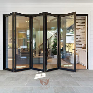 DEMEA Moderne Étanche Résidentiel Patio Balcon Porte En Aluminium Cadre Panneaux En Verre Trempé Extérieur Accordéon Porte Pliante - Product Image 5