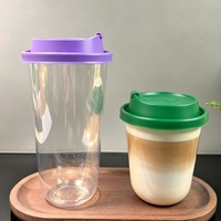 Cangkir Plastik PP PET Dabba Custom Logo 500ml 700ml, Bentuk U, Perut Buncit, Transparan, untuk Kopi Dingin, Sekali Pakai, dengan Tutup, Sampel Gratis