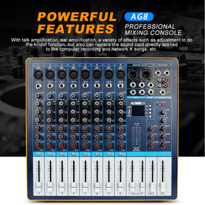 สินค้ามาใหม่ AG8 มิกเซอร์เสียงระดับมืออาชีพ 8 ช่อง รองรับพลังงานแฟนทอม 48V ในตัว เล่นไฟล์ MP3 จาก USB ได้ - Product Image 5