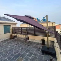 Parasol romain manuel à protection solaire UPF 50+ avec rotation à 360 degrés, parasol déporté d'extérieur, auvent isolant thermiquement