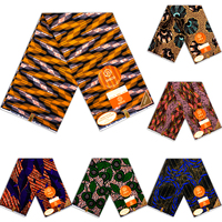 Kain cetak lilin Afrika logo kustom kualitas tinggi 100% lilin katun Ankara kain cetak lilin katun 6 yard
