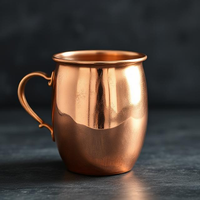 Tasse à café en cuivre pur de luxe moderne de haute qualité, finition lisse, écologique, capacité 500 ml-1 L, pour la maison, les bars et les restaurants
