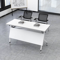Table de conférence pliante, Table rectangulaire simple à épissage mobile bjflamingo Table de formation portable à rabat avec roues
