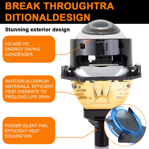 Lentille de projecteur LED 3 pouces 7000lm 70W 6000K couleur or, phare antibrouillard Bi-LED étanche, ajustement universel pour Audi - Product Image 5