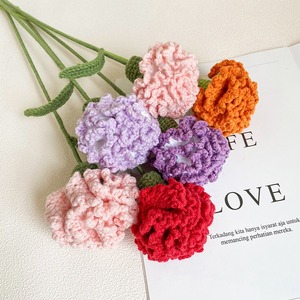 Bouquet de fleurs éternelles au crochet, en fil tissé à la main, œillets pour la fête des mères, fleurs tricotées, cadeau de fête - Product Image 4