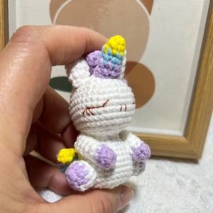 Porte-clés <span class=keywords><strong>licorne</strong></span> amigurumi au crochet fait main, mini poupée tricotée mignonne, <span class=keywords><strong>jouet</strong></span> en peluche pour pendentif de sac, cadeau d'anniversaire pour enfants - Product Image 5