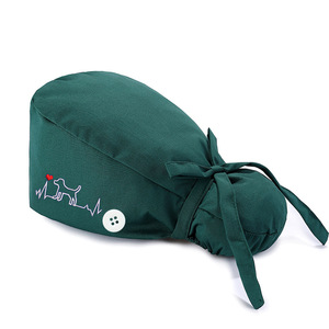 Queue de cheval Turban Caps Brodé Chiot Gommage Style Ruban À Lacets Doux Polyester-Coton Respirant pour Dentaire & Salon - Product Image 1
