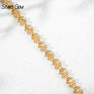 Bracelet unisexe de luxe Starsgem, 4,24 ct, diamant de laboratoire jaune fantaisie taille poire, or jaune massif 18 carats, forme de fleur, bijoux fins - Product Image 5