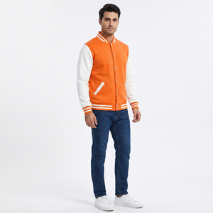 New Latest Designs Regular Sleeve FINER THREADS Winter Casual Varsity <b>Jacket</b> for <b>Men</b> Breathable Knitted Wool/Viscose Shell - Product Image 1
