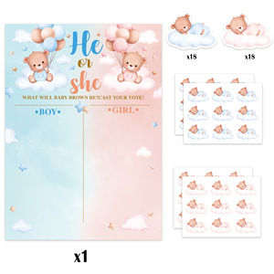 Set di 37 Carte per Gioco Rivelazione Sesso Neonato, Bianco e Nero, 16.5x22.8 Pollici, per Feste Baby Shower e Compleanni in Europa - Product Image 5
