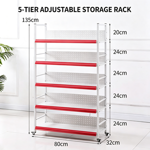 Steel Construction Premium Casters Multi Shelf <b>Weight</b> Rated Commercial Rolling <b>Storage</b> Rack With Locking Wheels Top Pick - Product Image 3