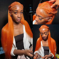 Perruques Lace Front Lisses en Cheveux Humains, Couleur Gingembre Orange, 13x4 13x6, avec Frontal en Dentelle HD Transparente, Perruque Colorée 350, Pré-épilée, Densité 250%