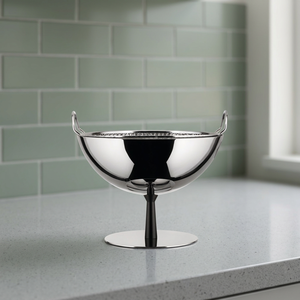 Bol de service rond en métal poli avec support, centre de table moderne pour fêtes, décoration d'intérieur - Product Image 3