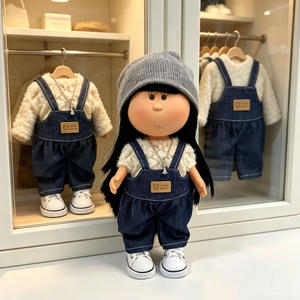 Solo Ropa (Sin Muñeca) - Atuendo de Muñeca Española de 24 cm: Pantalones Vaqueros con Tirantes, Camisa con Diseño de Copo de Nieve, Accesorios de Poliéster, Unisex 14 - Product Image 1