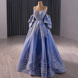 Robe de soirée de luxe en cristal de Dubaï, style A-line, pour bal de promo, robes de cérémonie arabes, Rsm231076 - Product Image 2
