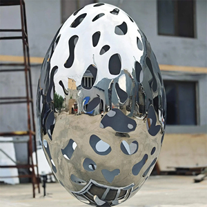 Bán Buôn Hiện Đại Lớn Bạc Thép Không Gỉ Rỗng Trứng Bức Tượng Điêu Khắc Cho Ngoài Trời Trang Trí Sân Vườn - Product Image 5