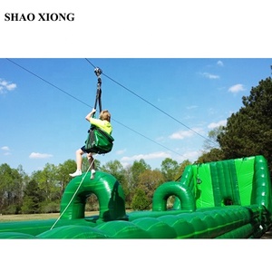 Jeu de balles gonflables Zip-line Énorme Boot Camp Gonflable Hippo Zip Line Zipeline Slide - Product Image 6