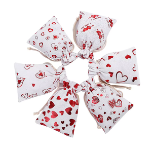 Bolsas de Algodón con Diseño de Corazón Estampado para Recuerdos de Boda, Bolsas de Muselina de Algodón de 13*18cm, Bolsa de Regalo de Lino y Algodón para el Día de San Valentín - Product Image 2