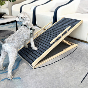 Rampa para Perros con Tapete Antideslizante, <span class=keywords><strong>Escalera</strong></span> Ajustable de Madera para Mascotas, Perros y Gatos, Fácil Acceso al Coche y Cama con Superficie de Alfombra Antideslizante - Product Image 1