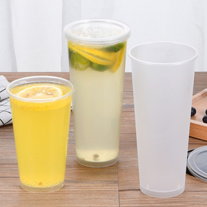 Gobelets jetables moulés par injection à pied haut, transparents et givrés, pour thé au lait, résistants à la chaleur, avec couvercles plats noirs – Vente en gros (80 unités) - Product Image 3