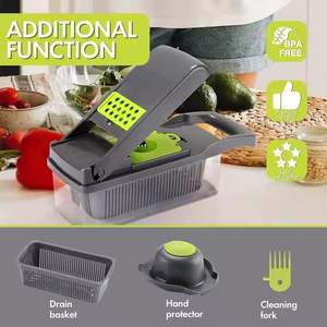 16-in-1 Manual <b>Vegetable</b> Chopper <b>Slicer</b> <b>Dicer</b> Fruit & <b>Vegetable</b> Cutter with Storage Container - Product Image 3
