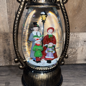 Cadeaux délicats <span class=keywords><strong>de</strong></span> Noël personnalisés Carols Santa Claus Figurines Musical Glowing Lantern Transparent Poly Resin Water Snow Globe - Product Image 4