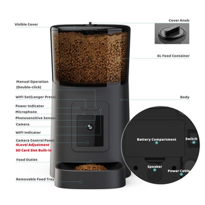 Label Automatic <b>Smart</b> Pet Feeder <b>Camera</b> Remote Control Charge Plastic 6L Capacity Cat Dog Food Dispenser Water - Product Image 5