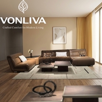 Canapé d'angle sans accoudoirs Vonliva en cuir écologique et chenille, avec fonction massage et rembourrage en éponge, pour salon