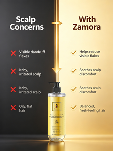 Shampooing Zamora Soin du Cuir Chevelu Parfum Fruité 1000ml Antichute Anti-Démangeaisons Équilibre Sébum Rend les Cheveux Légers, Lisses et Doux - Product Image 4