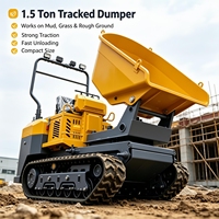 Dumper chenillé diesel CE EPA 1500 kg avec benne basculante hydraulique et chenilles en caoutchouc pour le transport sur chantier de construction