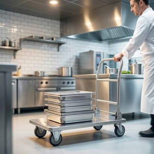 Commercial Kitchen Restaurant Bakery Canteen Heavy Duty Foldable Stainless Steel <b>Platform</b> Cart with Wheels - Product Image 1