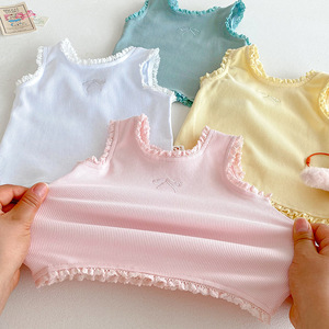 Camisetas sin mangas de verano para bebés niñas, <span class=keywords><strong>camiseta</strong></span> básica de algodón fino con volantes y bordados, ropa interior y exterior para niños - Product Image 3