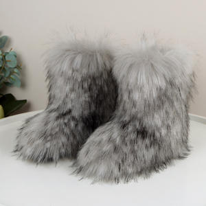 Nuevas Botas <span class=keywords><strong>de</strong></span> Nieve con Peluche, Imitación <span class=keywords><strong>de</strong></span> Piel <span class=keywords><strong>de</strong></span> Mapache y Zorro, Cálidas para Invierno, Gruesas, hasta la Mitad <span class=keywords><strong>de</strong></span> la Pantorrilla - Product Image 2