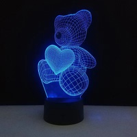 Lampe LED Illusion 3D drôle en forme d'ours mignon, veilleuse pour enfants